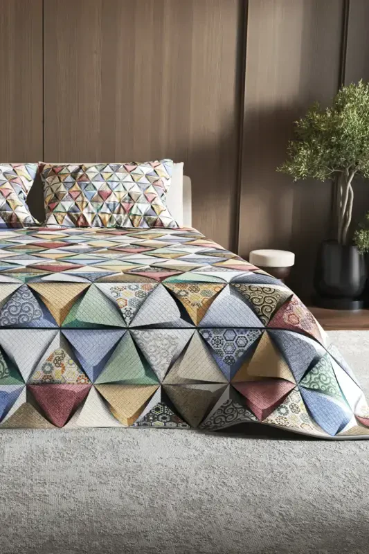 Pike Set Jacquard Woven Cotton 3d Digital Print Deep Triangle-Colorful - 6