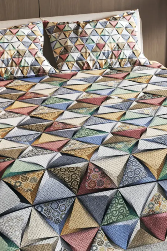 Pike Set Jacquard Woven Cotton 3d Digital Print Deep Triangle-Colorful - 4