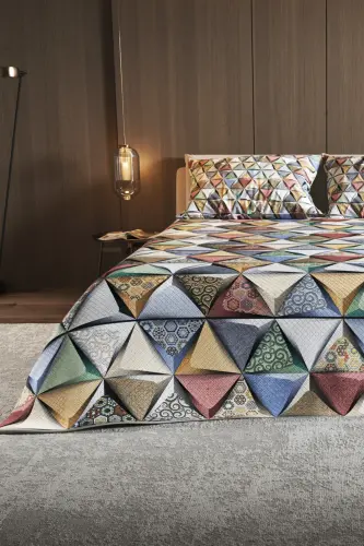 Pike Set Jacquard Woven Cotton 3d Digital Print Deep Triangle-Colorful - 7