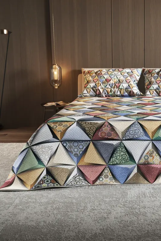 Pike Set Jacquard Woven Cotton 3d Digital Print Deep Triangle-Colorful - 7