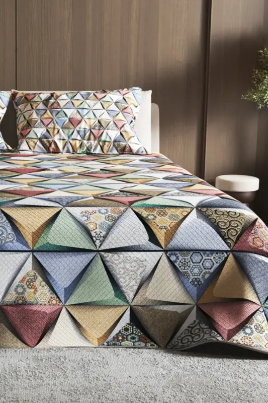 Pike Set Jacquard Woven Cotton 3d Digital Print Deep Triangle-Colorful - 14