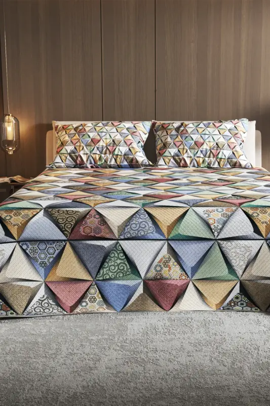 Pike Set Jacquard Woven Cotton 3d Digital Print Deep Triangle-Colorful - 4