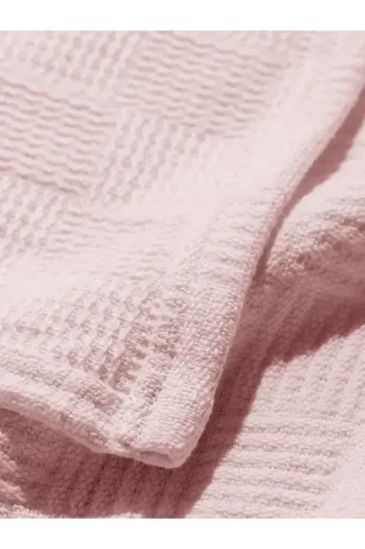 Pike Single 100% Cotton Small Check Pattern Bedspread Hotel Type Lux Pique White-PINK - 4