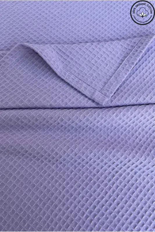 Pike Single 100% Cotton Waffle Pattern Bedspread Hotel Type Luxury Pique-Lilac - 1