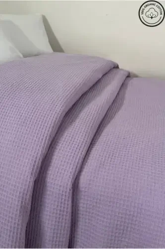 Pike Single 100% Cotton Waffle Pattern Bedspread Hotel Type Luxury Pique-Lilac - 4
