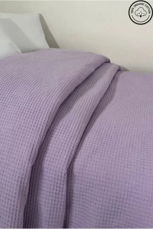 Pike Single 100% Cotton Waffle Pattern Bedspread Hotel Type Luxury Pique-Lilac - 4