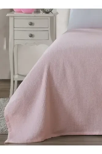 Pike Single 100% Cotton Waffle Patterned Bedspread Hotel Type Luxury Pique-Pink - 4