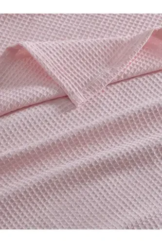 Pike Single 100% Cotton Waffle Patterned Bedspread Hotel Type Luxury Pique-Pink - 6