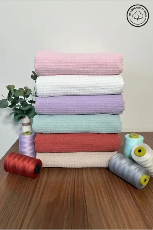 Pike Single 100% Cotton Waffle Patterned Bedspread Hotel Type Luxury Pique-Pink - 7