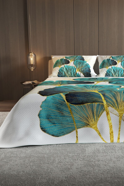 %100 Pamuk Çift Kişilik Pike Takımı Yatak Örtüsü Özel Dokuma Luxury-Petrol - 5