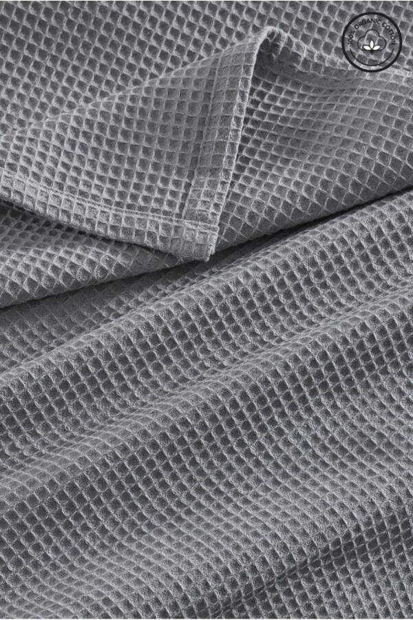 Pike Tek Kişilik %100 Pamuk Waffle Desenli Yatak Örtüsü Otel Tipi Lüx Pike Beyaz/renkli-ANTRASIT - 1