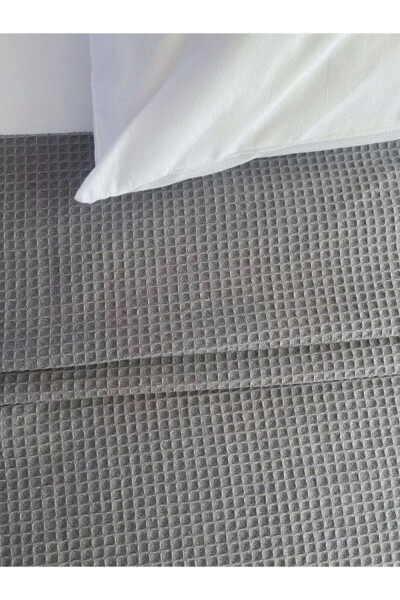 Pike Tek Kişilik %100 Pamuk Waffle Desenli Yatak Örtüsü Otel Tipi Lüx Pike Beyaz/renkli-ANTRASIT - 7