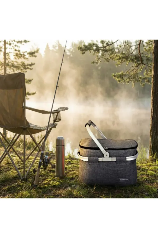 Piknik Çantası - Piknik Sepeti-GRİ - 3