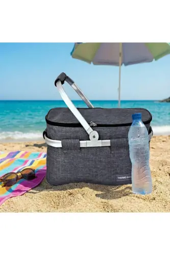 Piknik Çantası - Piknik Sepeti-GRİ - 4