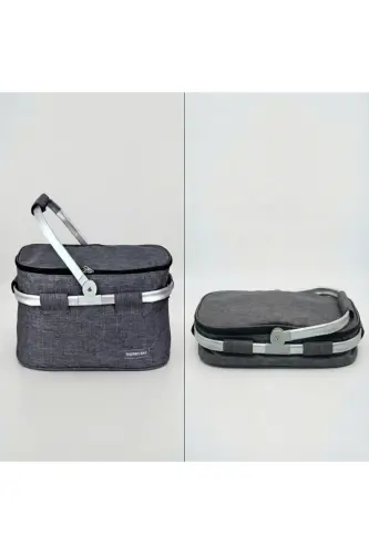 Piknik Çantası - Piknik Sepeti-GRİ - 5