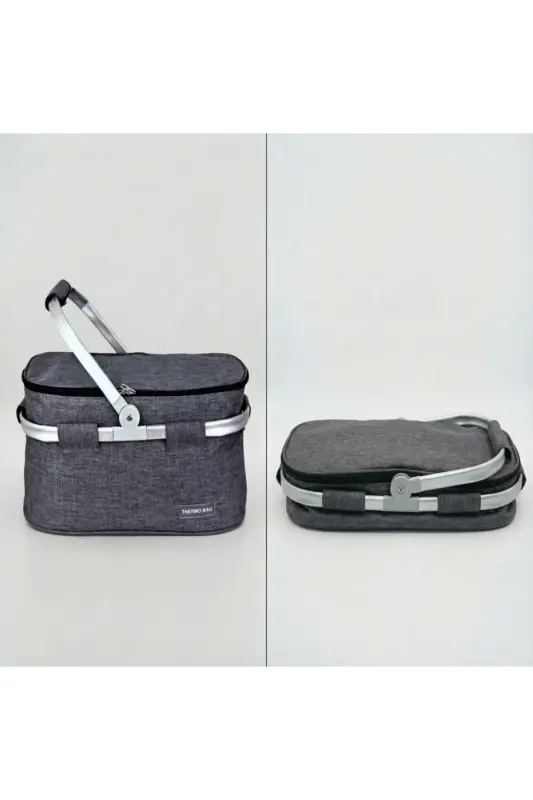 Piknik Çantası - Piknik Sepeti-GRİ - 5