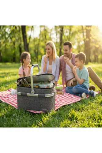 Piknik Çantası - Piknik Sepeti-GRİ - THERMO BAG (1)