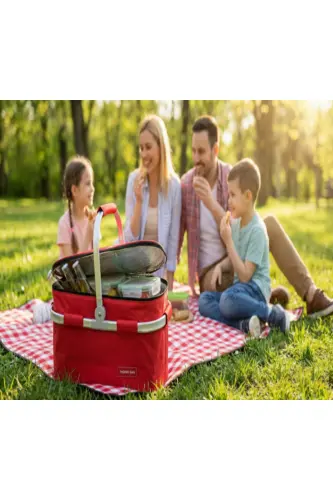 Piknik Çantası - Piknik Sepeti - KIRMIZI 