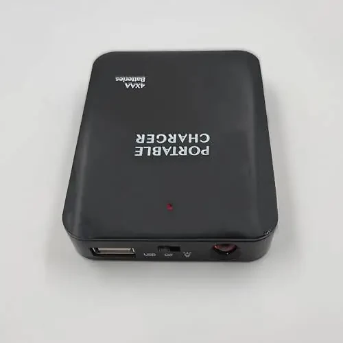 Battery Operated Phone Charger Emergency|USB Battery Powered Power Bank Portable 4 AA Batteries Powered Outlet (Black) - 7