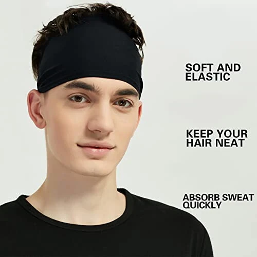 Pilamor Sports Headbands for Men (5 Pack),Moisture Wicking Workout Headband, Sweatband Headbands for Running,Cycling,Football,Yoga,Hairband for Women and Men - Pilamor (1)