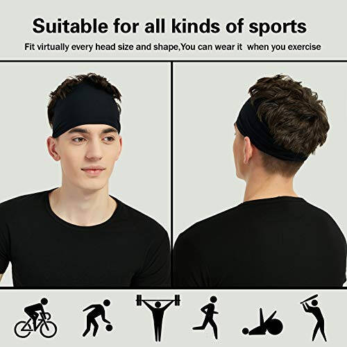 Pilamor Sport to'qimalari erkaklar uchun (5 ta to'plam), namlikni o'zlashtiradigan mashg'ulot to'qimasi, yugurish, velosiped, futbol, yoga uchun ter bandaji to'qimalari, ayollar va erkaklar uchun soch bandaji - 3