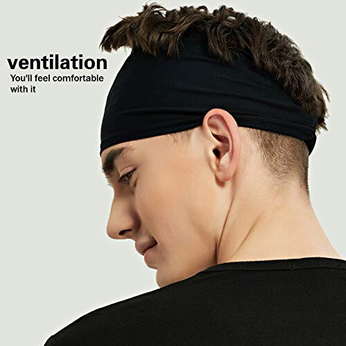 Pilamor Sports Headbands for Men (5 Pack),Moisture Wicking Workout Headband, Sweatband Headbands for Running,Cycling,Football,Yoga,Hairband for Women and Men - 4