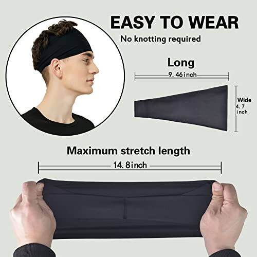 Pilamor Sports Headbands for Men (5 Pack),Moisture Wicking Workout Headband, Sweatband Headbands for Running,Cycling,Football,Yoga,Hairband for Women and Men - 6