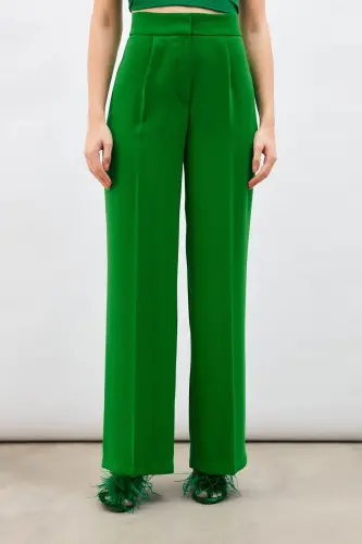 Pile Detailed Slouchy Pants - Green-GREEN - 4