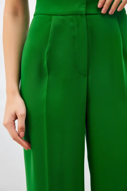 Pile Detailed Slouchy Pants - Green-GREEN - 5