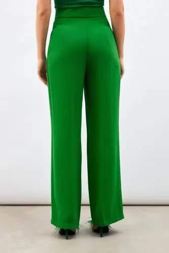 Pile Detailed Slouchy Pants - Green-GREEN - 6