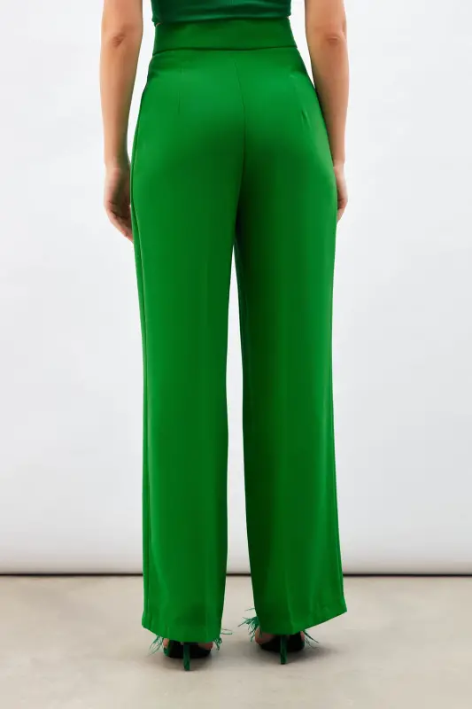 Pile Detailed Slouchy Pants - Green-GREEN - 6