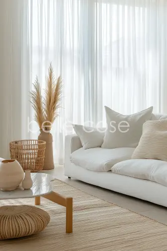 Pileli Düz Tül Perde Beyaz (1x2,5 Pile) - BELLE COSE (1)