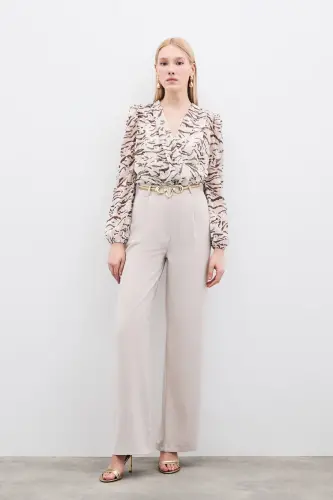 Pileli Krep Pantolon - Taş-TAŞ 