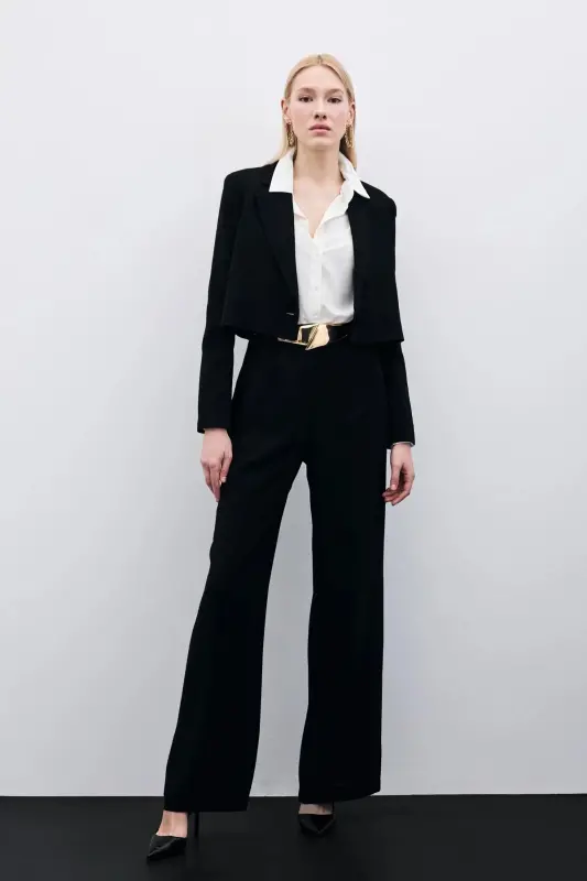 Pileli Krep Shim - Qora-QORA - 2