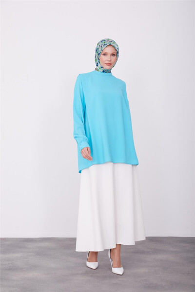 Armine Omzu Pileli Bluz 23K3342 Aqua - 3
