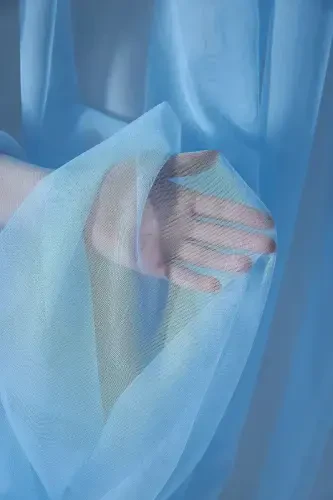 Pilesiz Büzdürmeli Ekstrafor Mavi Ütü Gerektirmeyen Çocuk Odası Düz Tül Perde-Mavi - 4