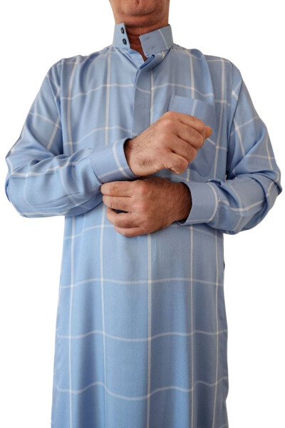 Pilgrimage and Umrah Clothing Front Buttons Hidden and Long Sleeve Buttoned Pocket Men's Robe Summer Leisure Wear - 4