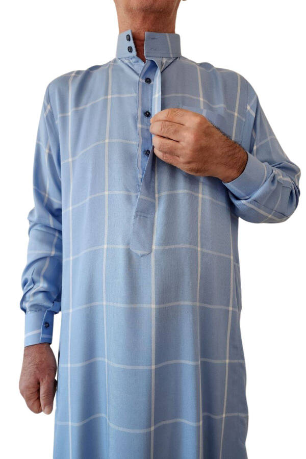 Pilgrimage and Umrah Clothing Front Buttons Hidden and Long Sleeve Buttoned Pocket Men's Robe Summer Leisure Wear - 6