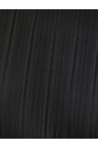 Piliseli futbolka qisqa yengli velosiped yoqasi - Qora - 6