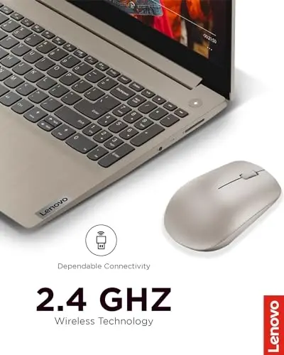 Lenovo 530 Wireless Mouse with Battery, 2.4GHz Nano USB, 1200 DPI Optical Sensor, Ergonomic for Left or Right Hand, Lightweight, GY50Z18988, Almond - LENOVO (1)