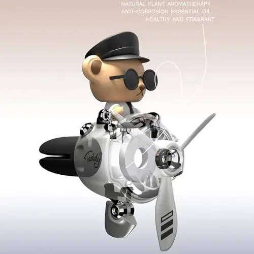 Pilot Car Air Freshener, Cute Bear Car Vent Clip Air Freshener Automotive Air Outlet Fan Diffuser, Automotive Interiors Vent Decoration (Shake Head Style - Black) - 4