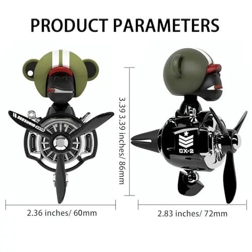 Pilot Car Air Freshener, Cute Orangutan Car Vent Clip Air Freshener Automotive Air Outlet Fan Diffuser, Automotive Interiors Vent Decoration (Shake Head Style - Green) - DUHKHAS (1)