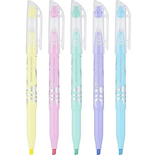 PILOT, FriXion Light Pastel Ўчириладиган маркерлар, Кескич уч, 5 дона, Пастел мовий, пушти, сариқ, яшил ва бинафша - 4