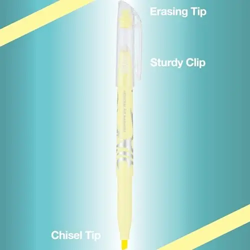 Pilot FriXion Light Pastel Erasable Highlighters, Chisel Tip, Pack of 14, Assorted Colors - Ideal for School, Journaling, and Office Use - 3