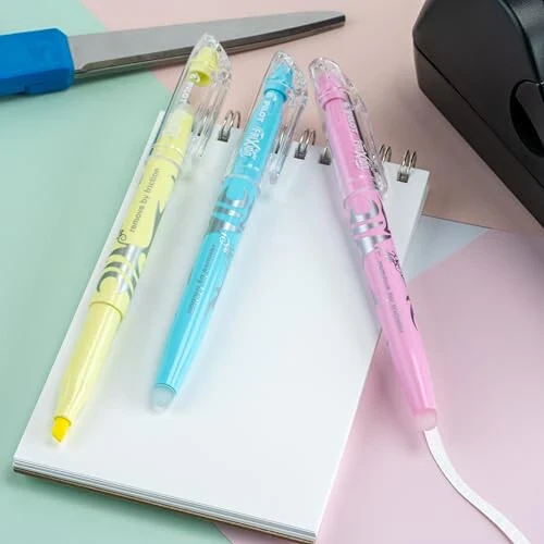 PILOT, FriXion Light Pastel Erasable Highlighters, Chisel Tip, Pack of 5, Pastel Blue, Pink, Yellow, Green & Purple - PILOT