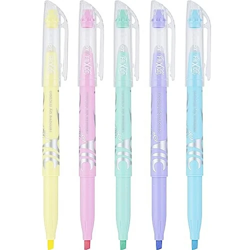 PILOT, FriXion Light Pastel Стираемые маркеры-текстовыделители, Долото наконечник, Упаковка из 5 штук, Пастельный синий, розовый, желтый, зеленый и фиолетовый - 4
