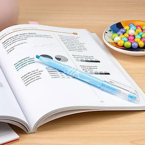 PILOT, FriXion Light Pastel Стираемые маркеры-текстовыделители, Долото наконечник, Упаковка из 5 штук, Пастельный синий, розовый, желтый, зеленый и фиолетовый - 6