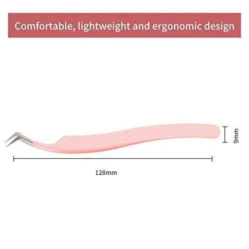 Пинцет для наращивания ресниц Fiber Tip Lash Tweezers Professional Lash Extension Tweezers для объемных пучков и изоляции и подбора отдельных ресниц Volume Lash Tweezers Pink - 3