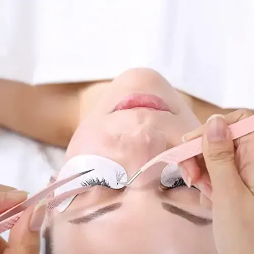 Пинцет для наращивания ресниц Fiber Tip Lash Tweezers Professional Lash Extension Tweezers для объемных пучков и изоляции и подбора отдельных ресниц Volume Lash Tweezers Pink - 5