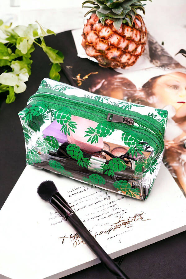 Pineapple Pattern Transparent Makeup Bag - 3